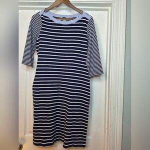 Christopher & Banks Navy and White Striped Midi Dress Size Medium